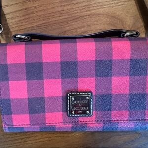 Dooney & Bourke Red and Black Checkered Crossbody Wallet Bag